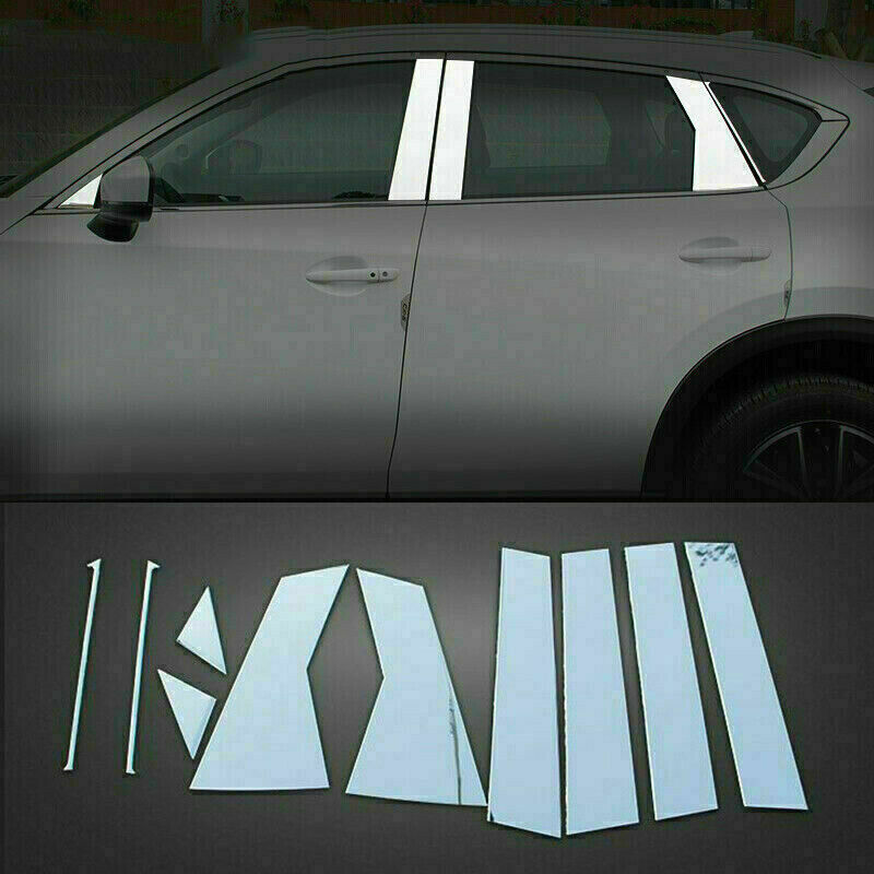 STEEL CHROME Pillar Posts Door Cover Mirrored Window Trim for Mazda CX-5 2017-21