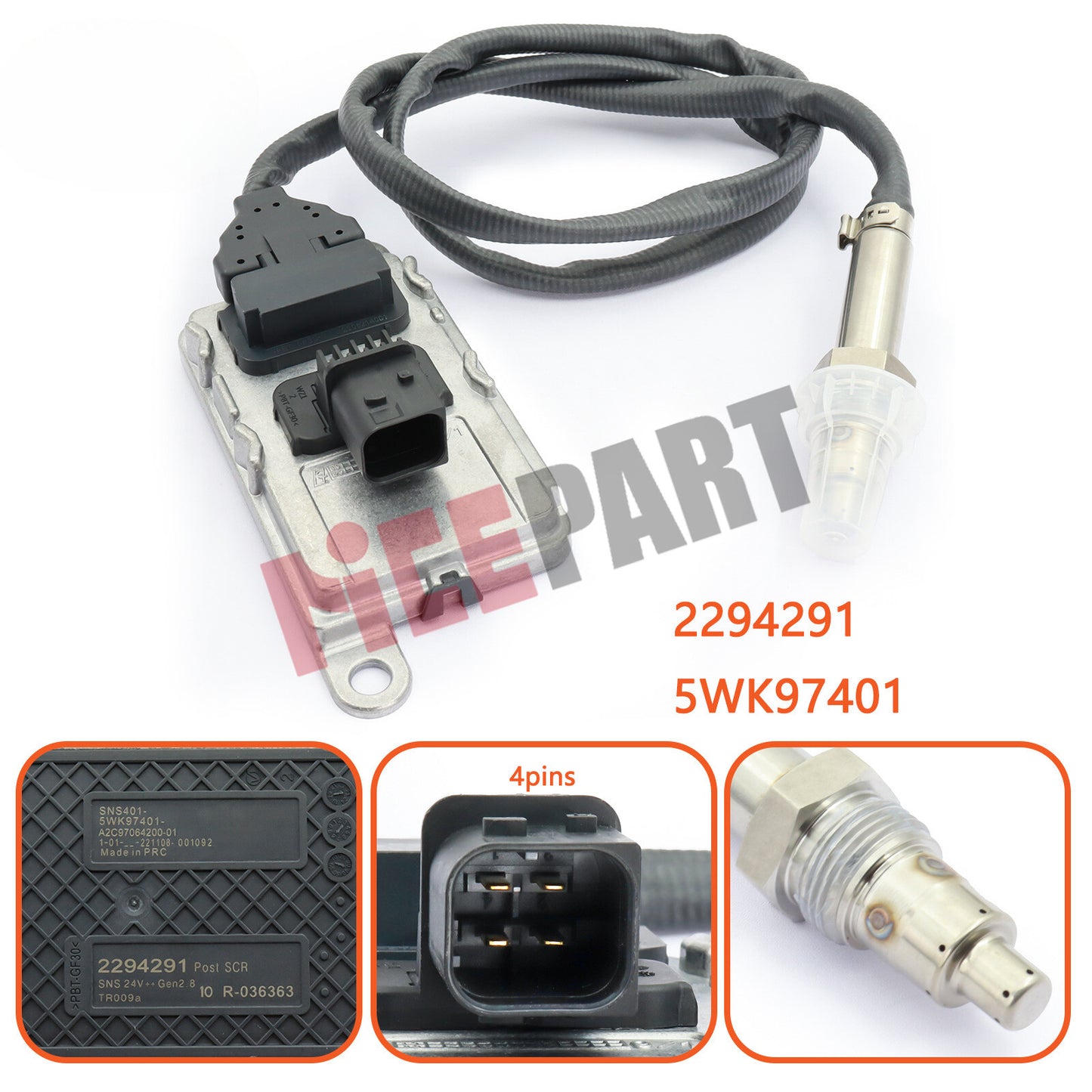 NOx sensor 2249291 2064769 5WK9 7401 is compatible with for Scania Truck RP series EURO 6