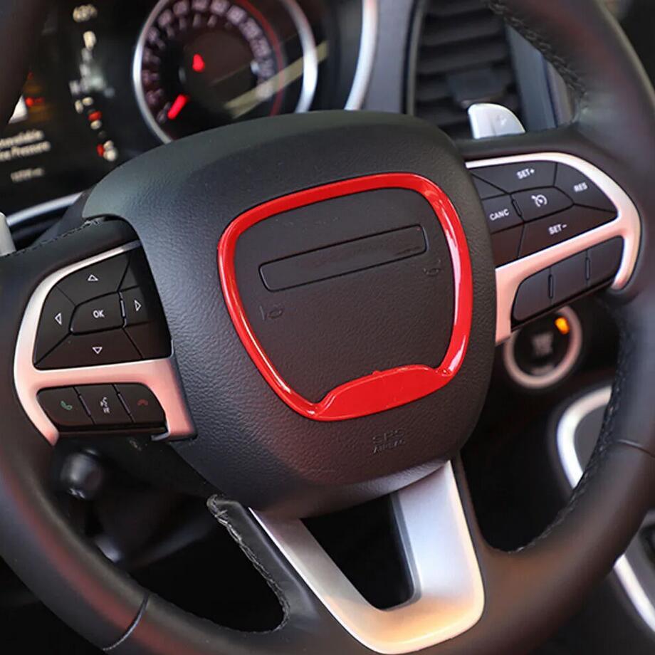 For 2014 - 2024 for Dodge Durango Red Interior Steering Wheel Center Ring Cover Trim v