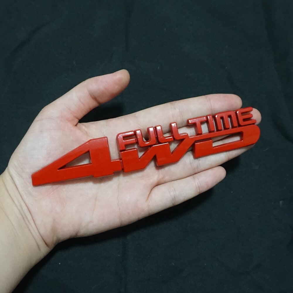 Red Matte 4WD FULL TIME Metal Grille Emblem + 2x Decal Sticker Badge Motors Auto Q