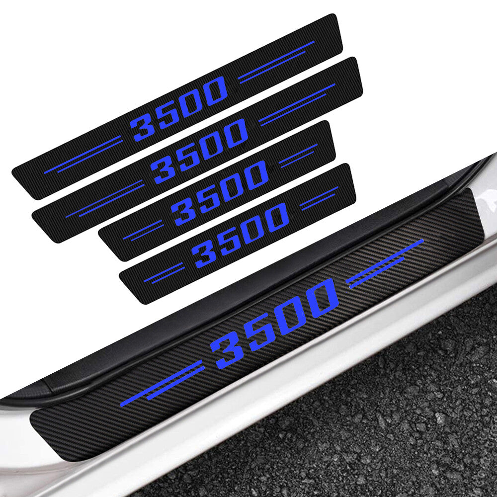 4x for Ram 3500 Carbon Fiber Blue Cab Door Sill Scuff Cover Anti Scratch Sticker