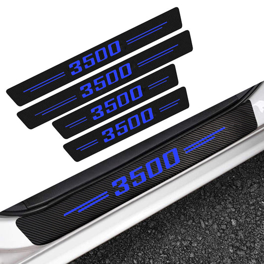 4x for Ram 3500 Carbon Fiber Blue Cab Door Sill Scuff Cover Anti Scratch Sticker