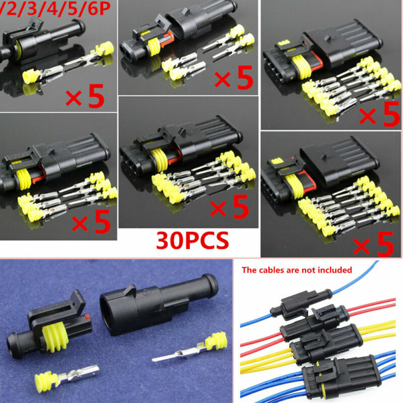 30 sets of unopened waterproof motorcycle 1 2 3 4 5 6 pin wire connector plugs - n