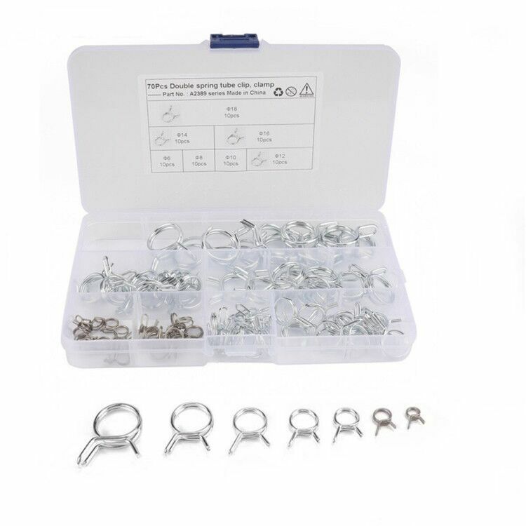 70x Motorcycle Fuel Line Petrol Pipe Fuel Hose Clips / Clamps Spring Double Wire