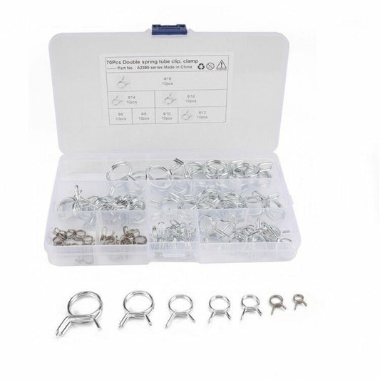 70x Motorcycle Fuel Line Petrol Pipe Fuel Hose Clips / Clamps Spring Double Wire