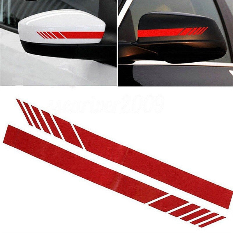 2X car accessories rearview mirror decoration sticker red stripe PET sticker