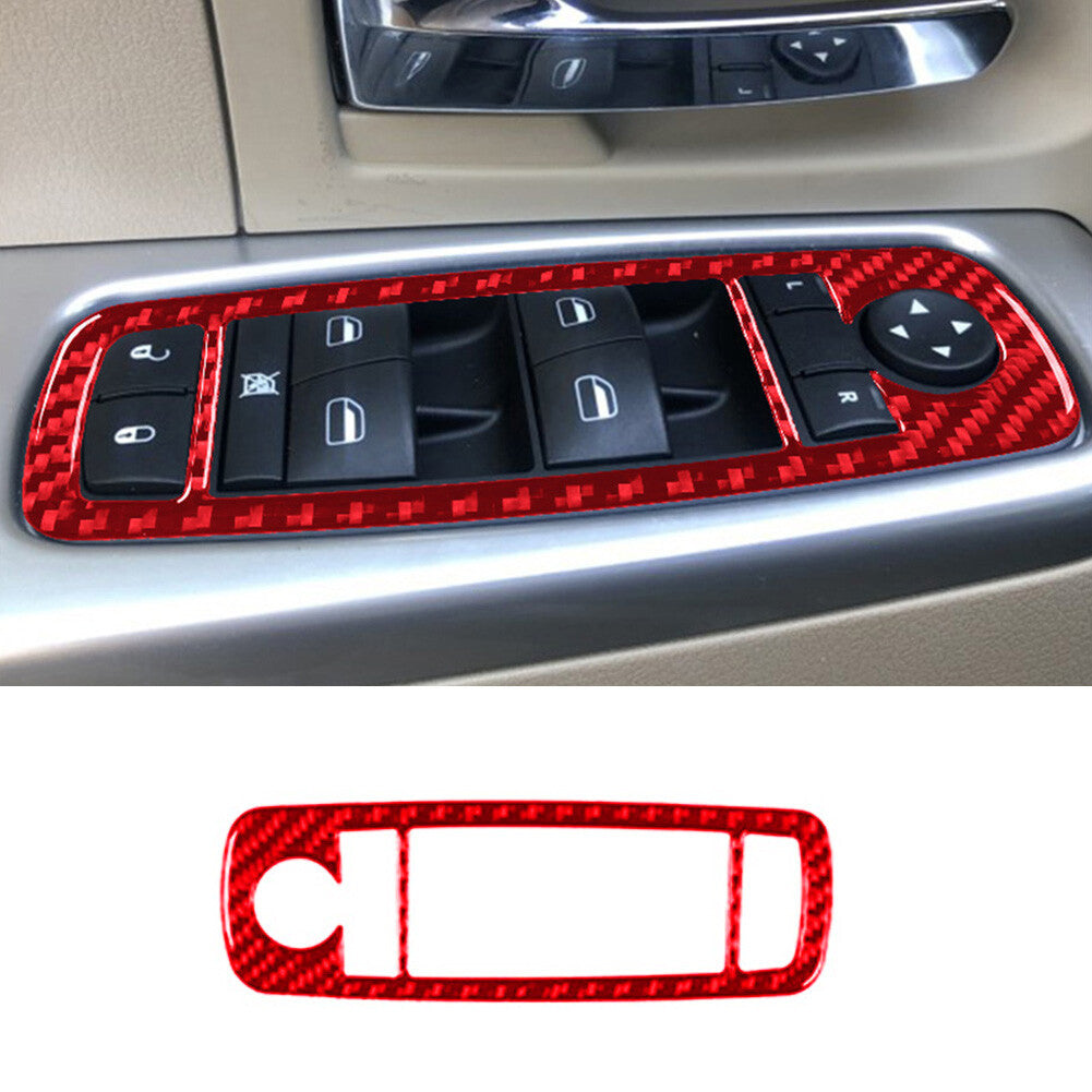 Red Carbon Fiber Front Door Switch Cover Trim for Honda Ridgeline Pilot 2017-20 v