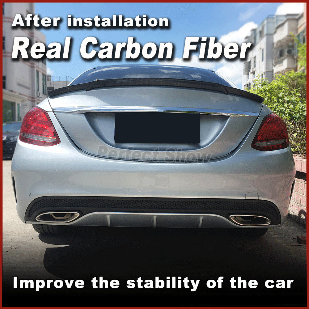 Fit for Mercedes W205 C200 C250 C300 C63 REAL CARBON Rear Trunk Spoiler Wing