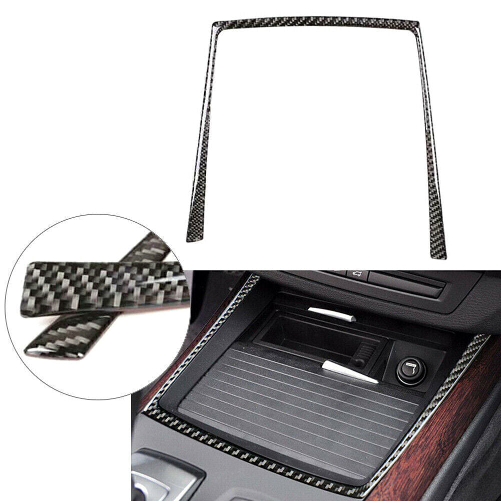 Carbon Fiber Water Cup Holder Sticker Frame Trim for BMW X5 X6 E70 E71 2009-13