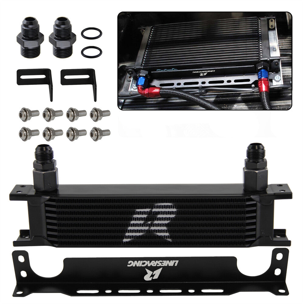 Aluminum Universal 9 Row G1/2 248MM Oil Cooler+2PCS AN8  AN10 Fittings+Bracket