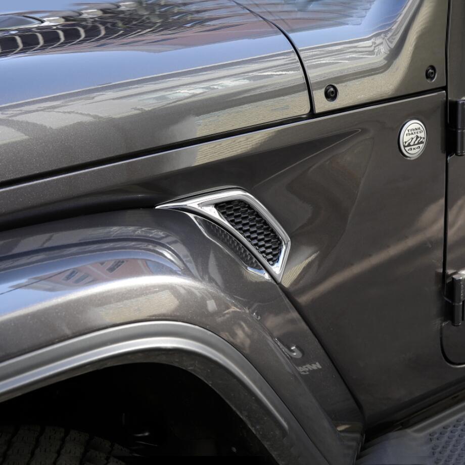 For 18-2023 for Jeep for Wrangler JL Chrome Look Car Leaf Plate Air Inlet Trim Cover 2P