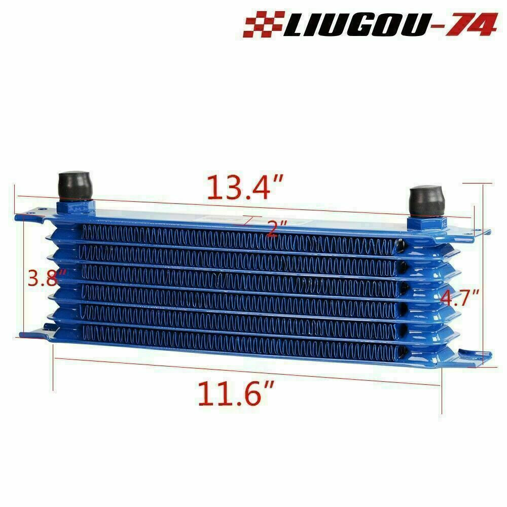 7-row AN-10 universal aluminum alloy engine transmission oil cooler, black. Q