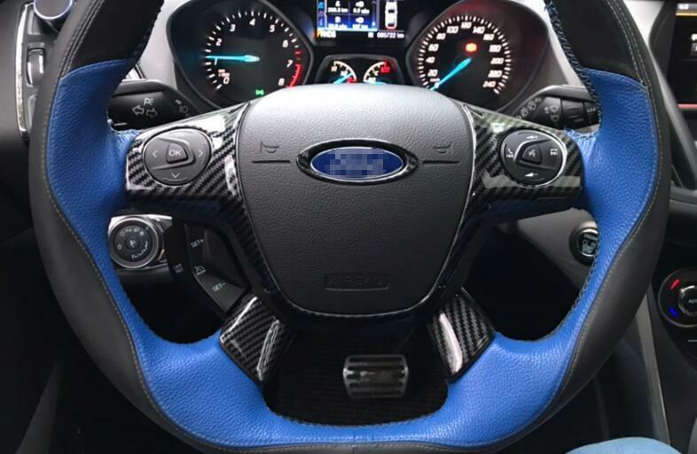 3PCS Carbon Fiber Steering Wheel U Type Frame Cover Trim for Ford Escape 2013-16
