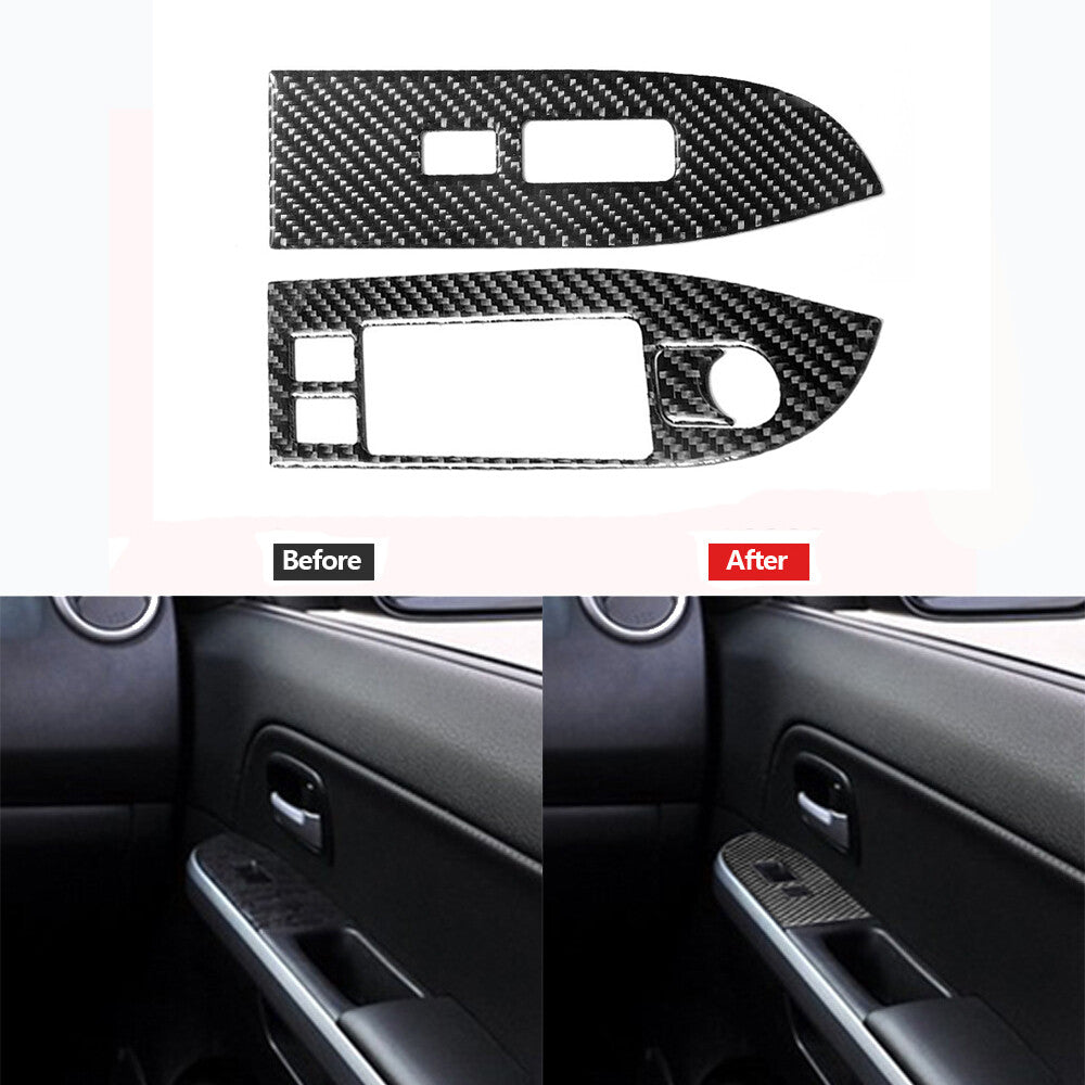 Carbon Fiber Ashtray Gear Shift Panel Cover Trim For Lancer 2008-2015 v
