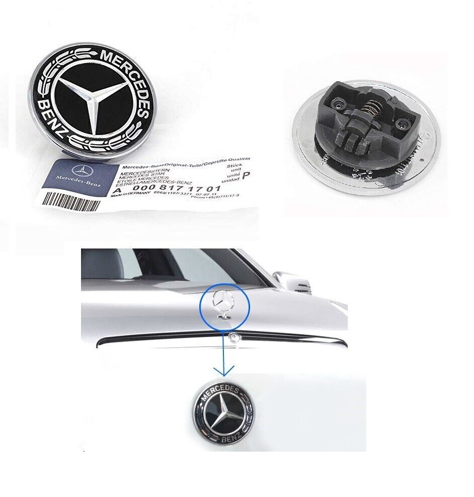 Hood Emblem Logo Black for Mercedes W204 W205 W211 W210 W221 W222