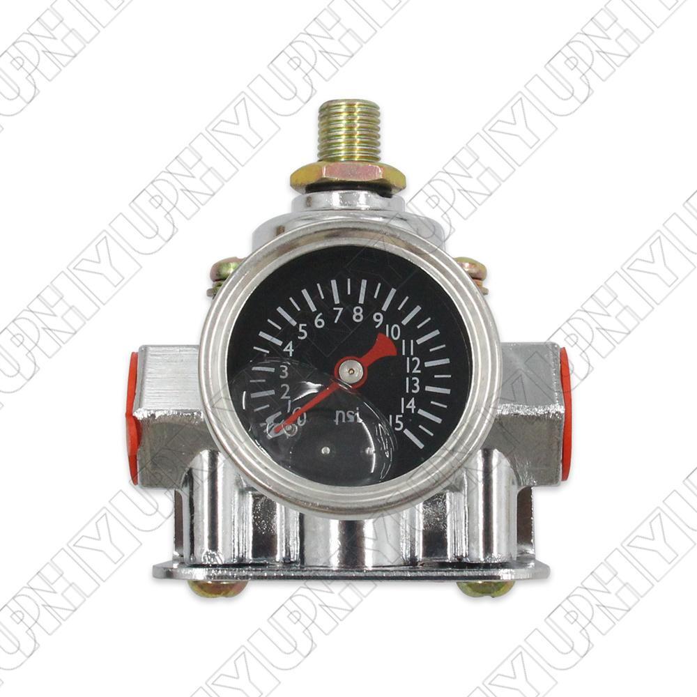 Fuel Pressure Regulator For Carburetor Carb 1-4 PSI 3/8in NPT port (1 in, 2 out) Q