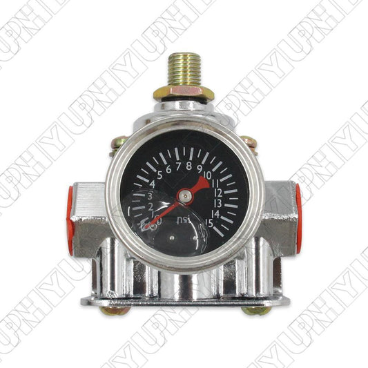 Fuel Pressure Regulator For Carburetor Carb 1-4 PSI 3/8in NPT port (1 in, 2 out) Q