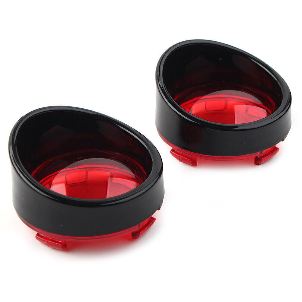 2pcs Turn Signal Light Red Lens Black Bezels Visor Fit for Harley Davidson Softail Q