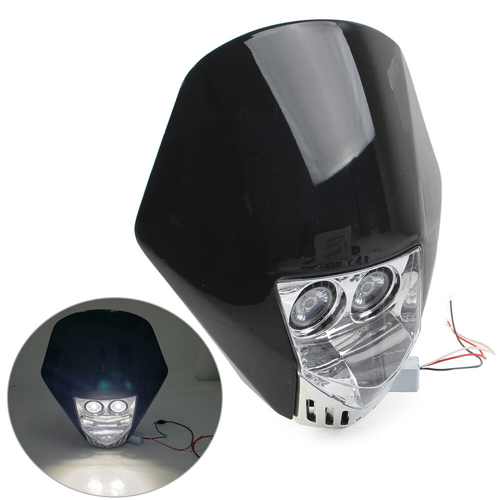 Dual 6W LED Bulbs 12V Universal Modified Headlight Head Lamp For Dirt Pit Bike Q