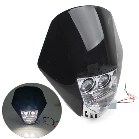 Dual 6W LED Bulbs 12V Universal Modified Headlight Head Lamp For Dirt Pit Bike Q