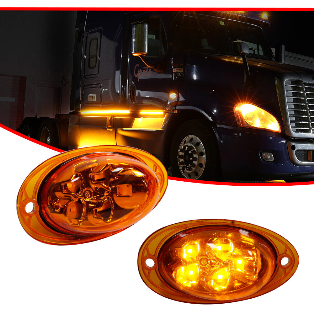 for Freightliner Cascadia 08-17 Amber Lens LED Cab Side Marker Light 5SMD- v