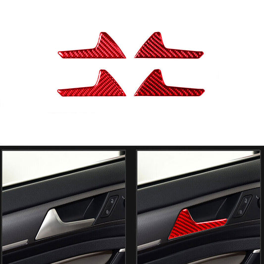 4Pcs Red Carbon Fiber Interior Door Handle Trim Cover for VW for Golf MK7 2014-2019