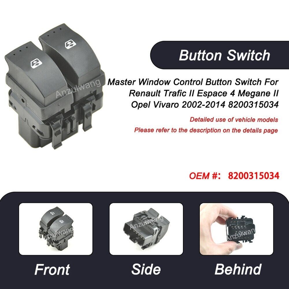 8200315034 Window Control Button Switch for Renault Trafic II Espace 4 Megane II