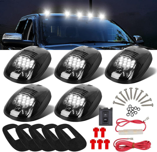 5x LED White Smoke Lens for Dodge for RAM 1500 2500 Roof Cab Running Marker Lights - n