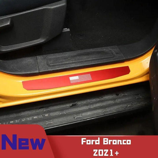 American flag alloy Red Door Sill Scuff Plate Guard 4x for Ford Bronco 21-2023