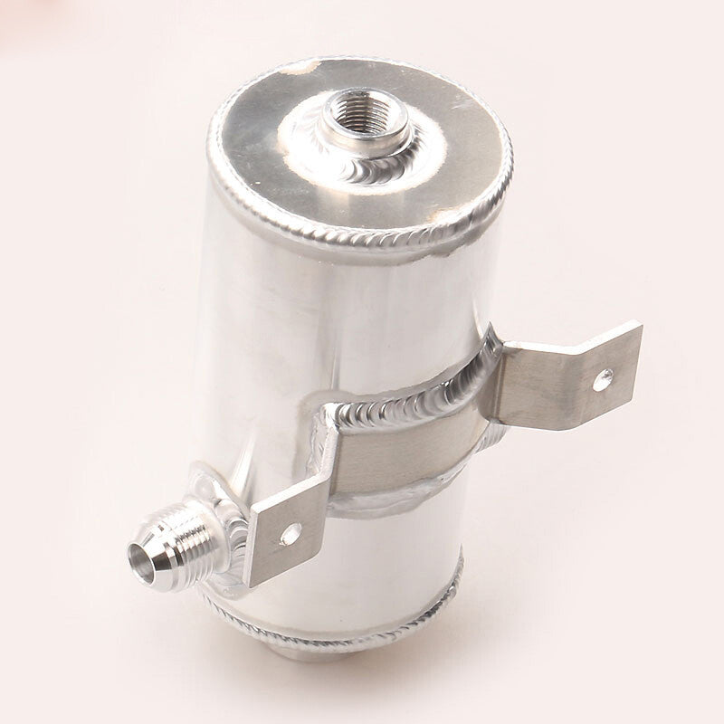 750ML 10AN Baffled Oil Catch Can Breather Can w/Drain Valve W/Filter 2 Ports Q