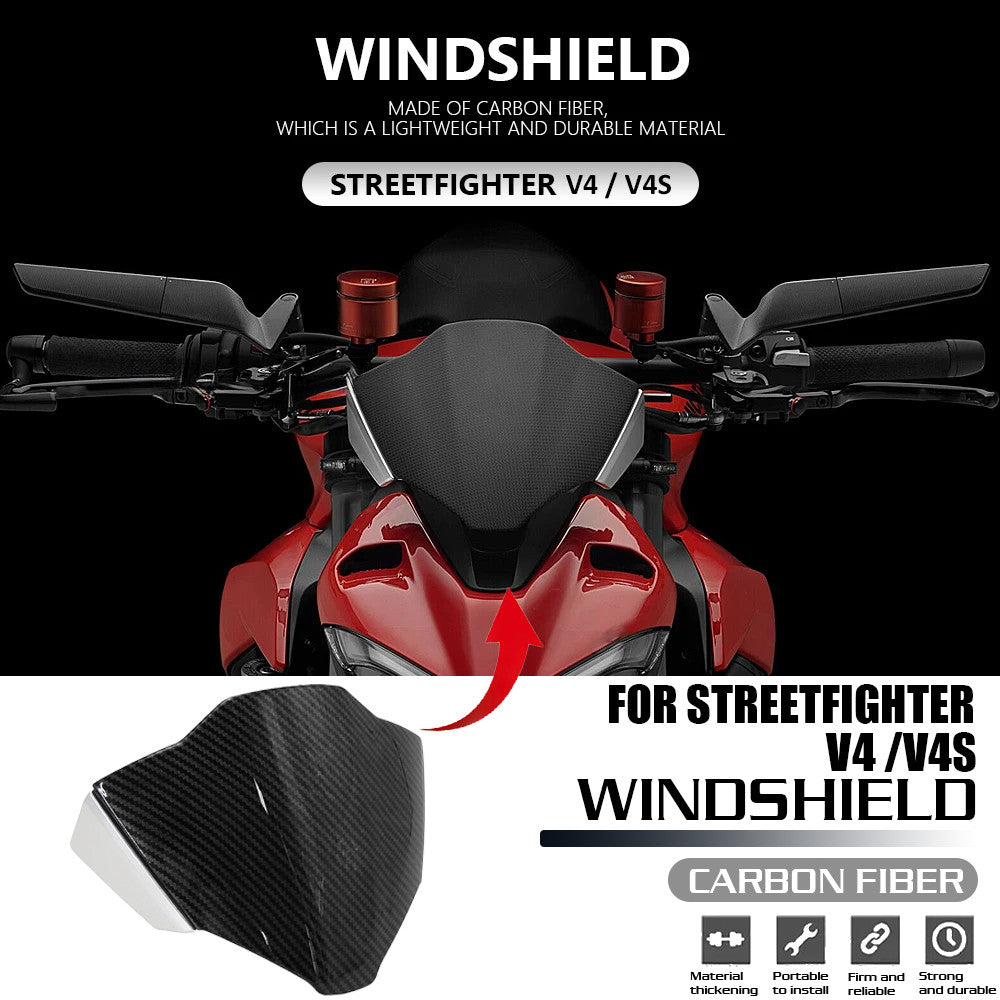 for Ducati Streetfighter V4 / V4S 2021-2023 2022 Carbon Windshield Windscreen