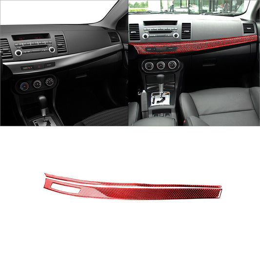 Red Carbon Fiber Interior Central Dashboard Cover Trim for Mitsubishi Lancer