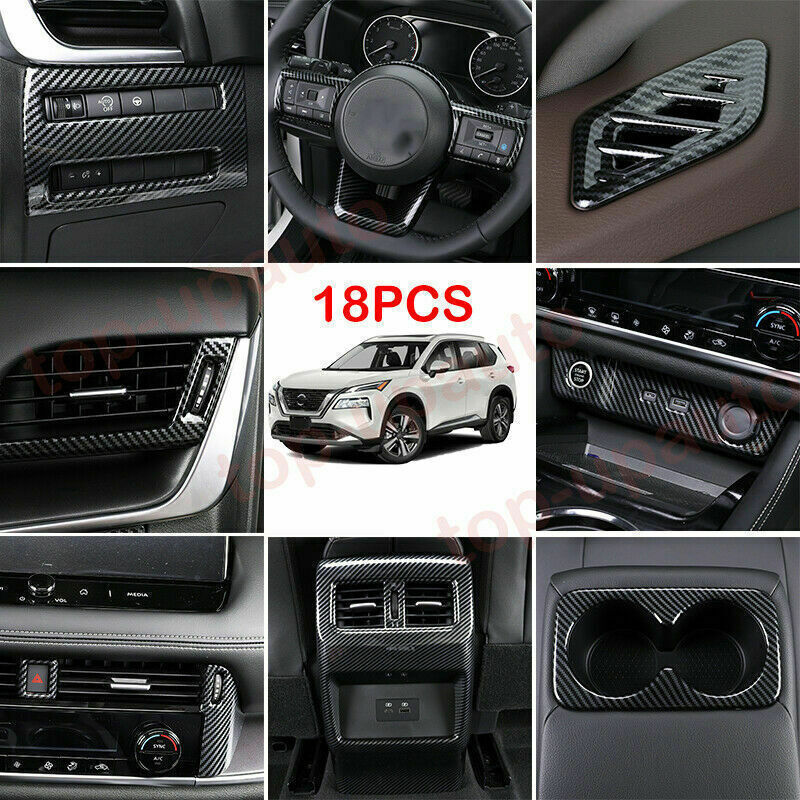 for Nissan Rogue 2021-2022 ABS Carbon Interior Full set Accessories Kit Trim 18P
