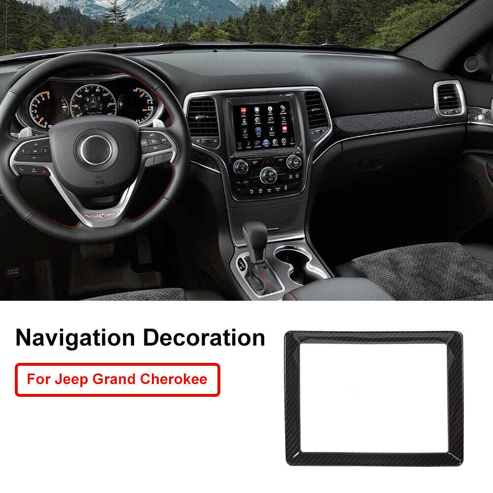 Carbon Fiber Look Navigation Screen Frame Trim for Jeep Grand Cherokee 2011-2020