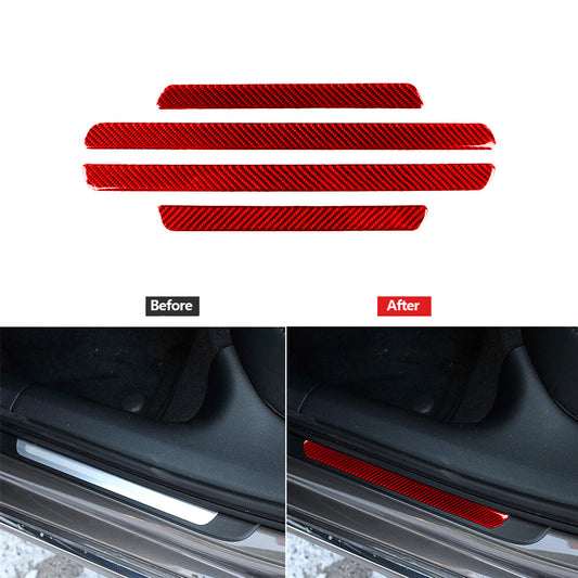 Red carbon fiber entry strip decorative trim for Audi A6 A7 2012-2018