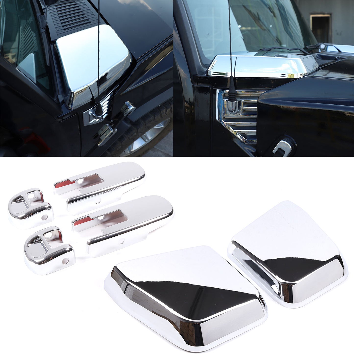 CHROME Front Hood Top and Side Hinged Cover Trim Set for HUMME-R H2 2003-2009 n