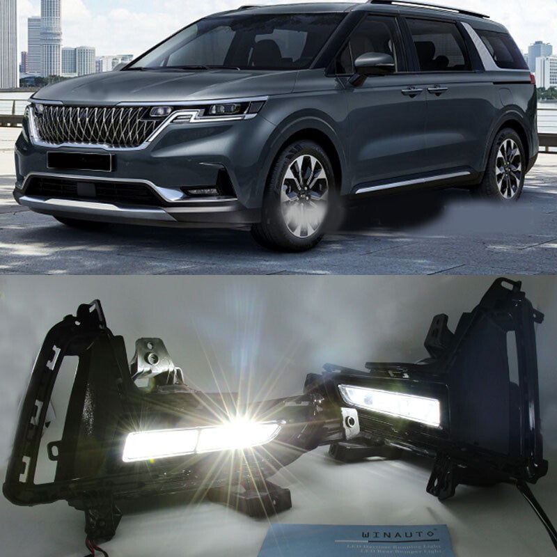 for Kia Carnival 2022-2023 LED Front Bumper Fog Lamp Light Assembly KIT 2PCS DRL n