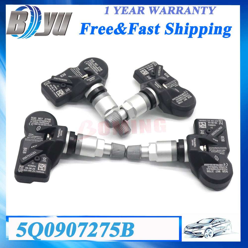 for AUDI for SKODA for PORSCHE for VOLKSWAGEN TPMS 5Q0907275B 433Mhz 4x Tire Pressure Sensor