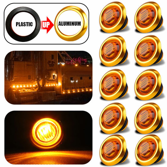 10X 3/4 12V Marker Light LED Truck Trailer Round Side Bullet Indicator Yellow