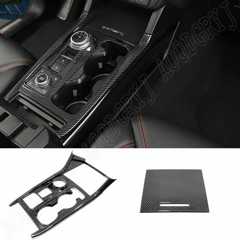2Pc Carbon fiber ABS Gear Shift Box Panel Cover trim Set for Ford Explorer 20-22