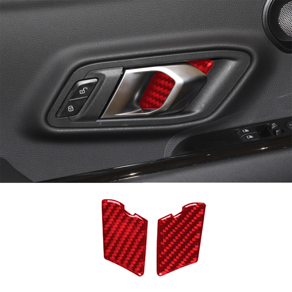 2Pcs Red Carbon Fiber Door Handle Bowl Cover Trim for Toyota Supra A90 2019-2022
