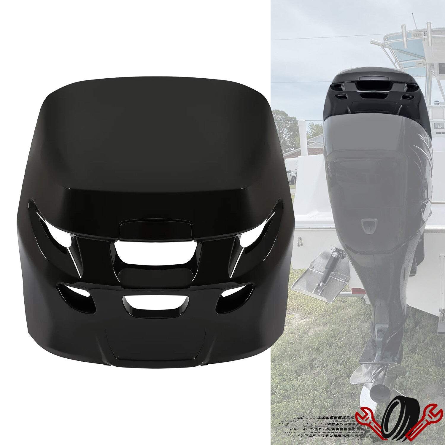 Black 885354T01 ABS Top Cowling Airdam Cap For Verado Engine Cover