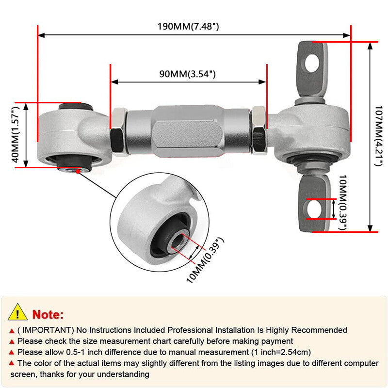 Silver Rear Adjustable Camber Arm Kit Bar For 1988-2000 for Civic CRX EG EK LTB002