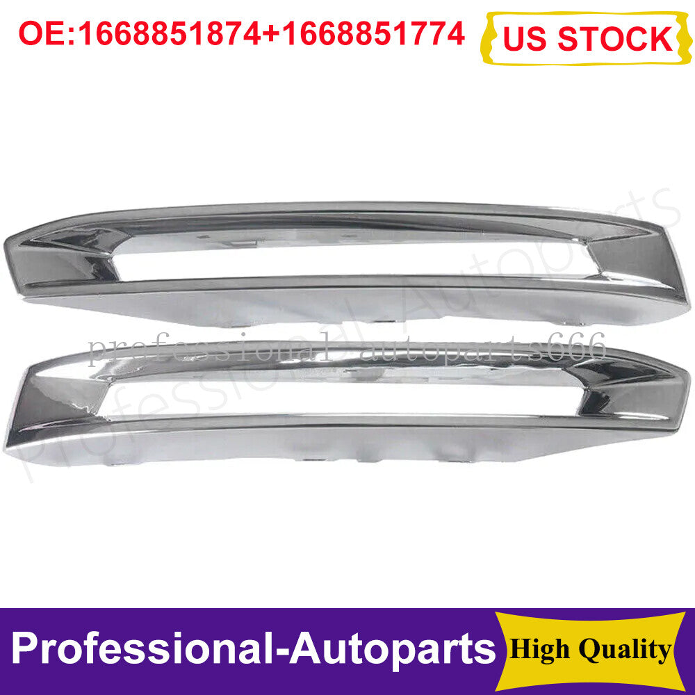 2Pcs Front Fog Light Cover Chrome Trim Cover for Benz X166 GLS350d/400/500