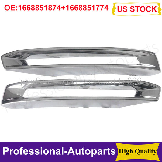 2Pcs Front Fog Light Cover Chrome Trim Cover for Benz X166 GLS350d/400/500