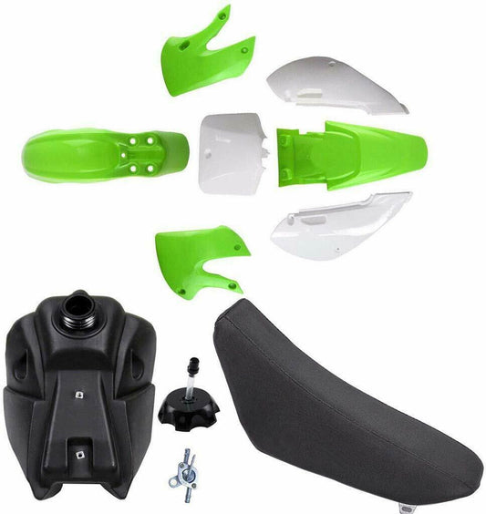 Plastic fairing kit fuel tank for seat for Kawasaki KLX110 and KX65 Pit bicycles 125cc 140cc