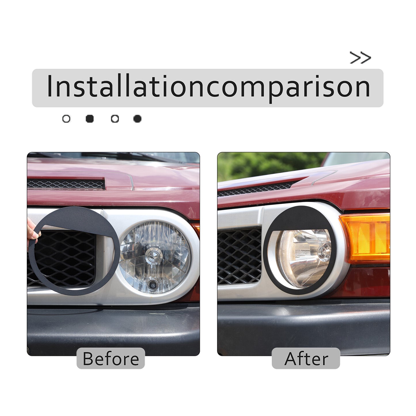 Alloy front angry eye style headlight trim cover for Toyota FJ Cruiser 2X