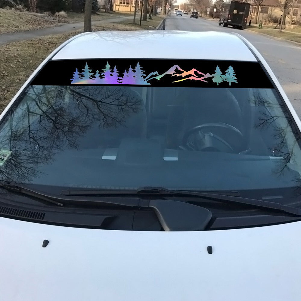 Car Front Windshield Sunshade Decal Tree Mountain Graphics Decoration Sticker