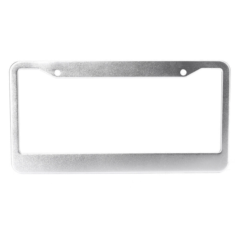 License Plate Frame Tag Cover with Screw Caps Stainless Steel Metal Pair