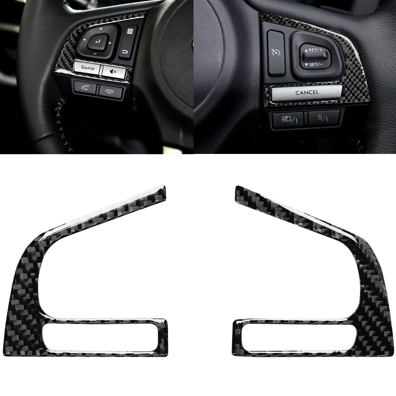 Carbon fiber interior steering wheel button frame trim for Subaru Crosstrek 2016